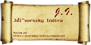 Jávorszky Indira névjegykártya